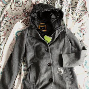 Men's Sam Edelman Peacoat w/ Hooded Inner Vest - Charcoal